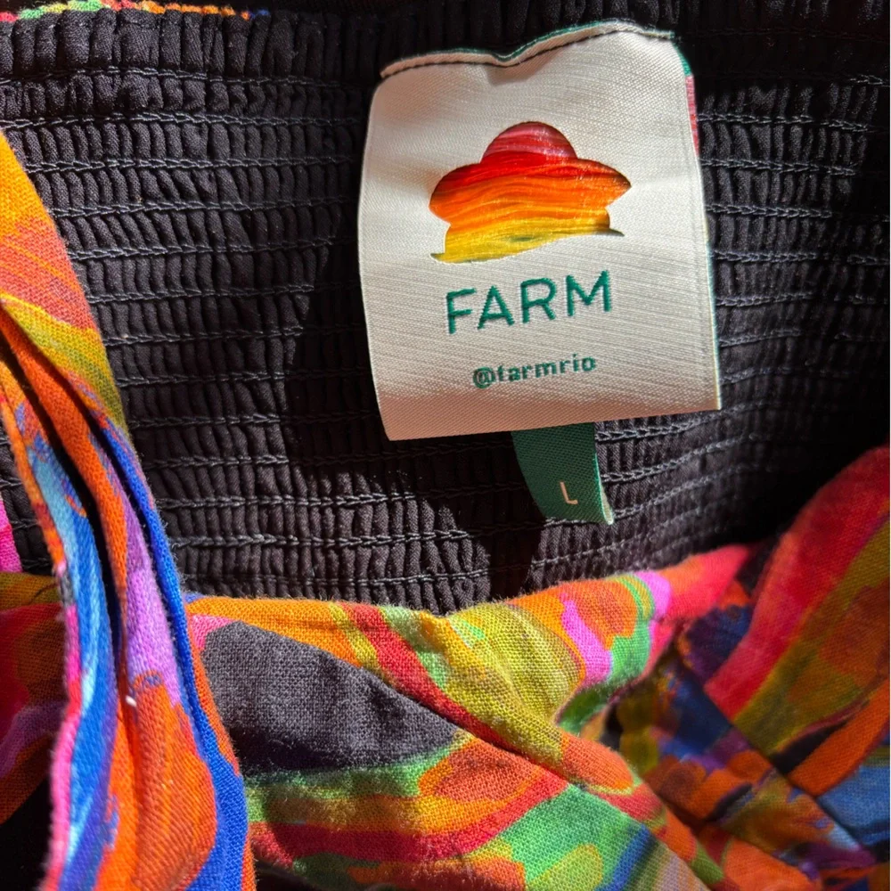 Large Farm Rio rainbow bananas linen mini dress - Picture 5 of 5